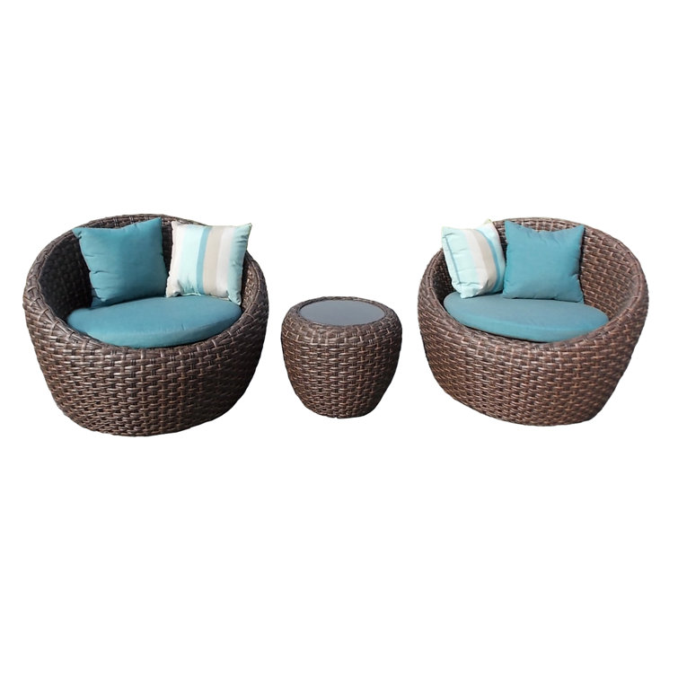 Bay Isle Home Corona Wicker/Rattan 2 Person Seating Group with Sunbrella Cushions & Reviews